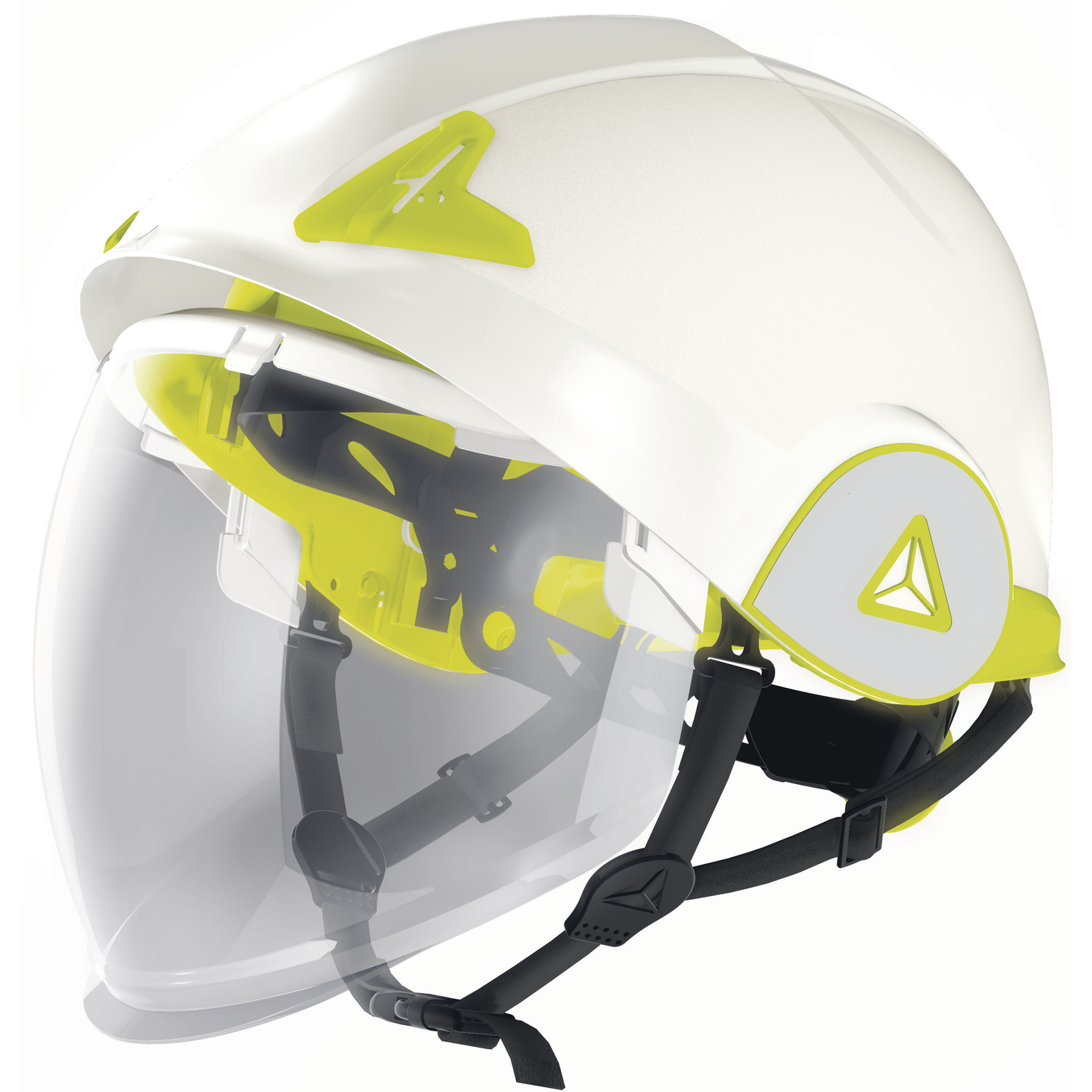 CASQUE DE CHANTIER DOUBLE COQUE AVEC VISIÈRE ESCAMOTABLE INTEGRÉE